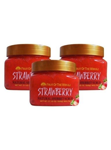 PACK 3 EXFOLIANTE CORPORAL STRAWBERRY 600G WOKALI