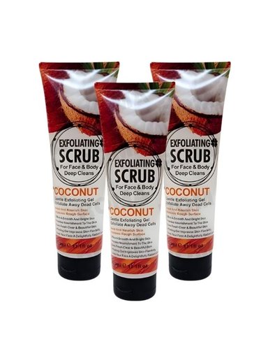 PACK 3 EXFOLIANTE FACIAL Y CORPORAL COCO 320ML WOKALI
