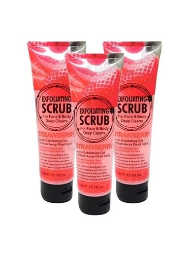 PACK 3 EXFOLIANTE FACIAL Y CORPORAL FRESA 320ML WOKALI
