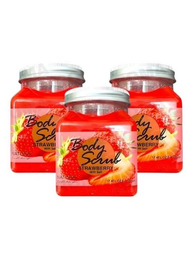 PACK 3 EXFOLIANTE CORPORAL BASE DE SAL DE MAR Y FRESA 500ML WOKALI