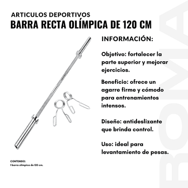 BARRA RECTA OLIMPICA DE 120 CM - 2