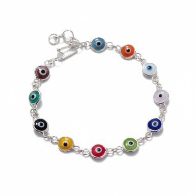 PULSERA DE PLATA OJO TURCO COLORES VARIOS