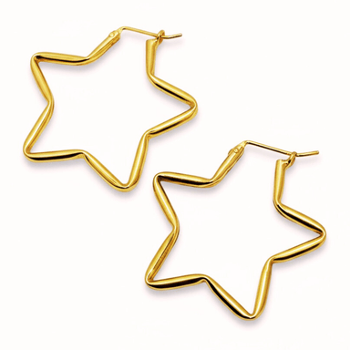 ARETE DE PLATA ARGOLLA ESTRELLA MEDIANA ENCHAPADA EN ORO