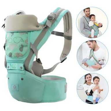 CANGURO ERGONÓMICO BALLENITA 3 EN 1 VERDE PARA BEBÉ