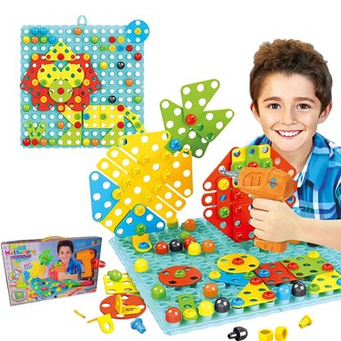 SET DIDÁCTICO MOSAICO CON TALADRO 262 PZS PARA NIÑO - 1