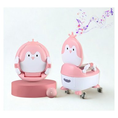 BACÍN DE ENTRENAMIENTO PINGÜINO MUSICAL AZUL PARA BEBÉ