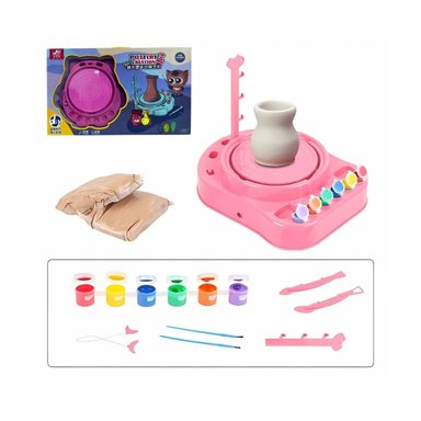 SET MINI MÁQUINA MOLDEADORA DE ARCILLA Y PINTURAS - ROSADA