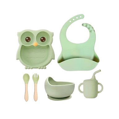 SET DIDÁCTICO DE VAJILLA BÚHITO 6PCS PARA BEBÉ - VERDE