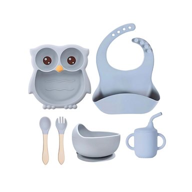 SET DIDÁCTICO DE VAJILLA BÚHITO 6PCS PARA BEBÉ - ACERO