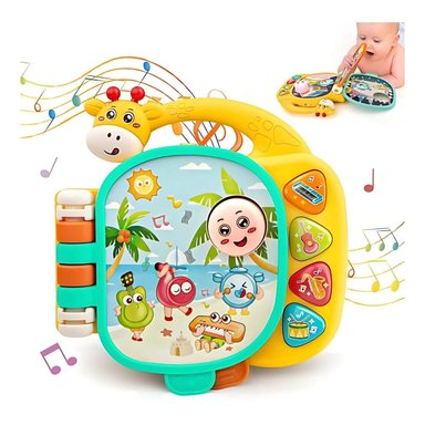 LIBRO MUSICAL JIRAFA CON ACTIVIDADES SENSORIALES PARA BEBÉ