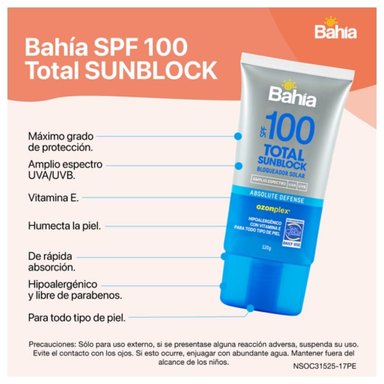 BAHÍA TOTAL DEFENSE SPF100 – PROTECCIÓN SOLAR 120GR - 2