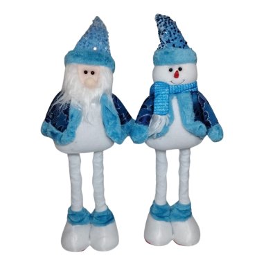 DÚO MUÑECOS PATILARGAS GRANDES CON LUCES Y MÚSICA NAVIDEÑA – 60 CM