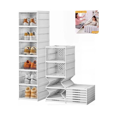 ZAPATERA ORGANIZADOR DE ZAPATOS PLEGABLE MODULAR 6 NIVELES CON PUERTA ANTI-POLVO