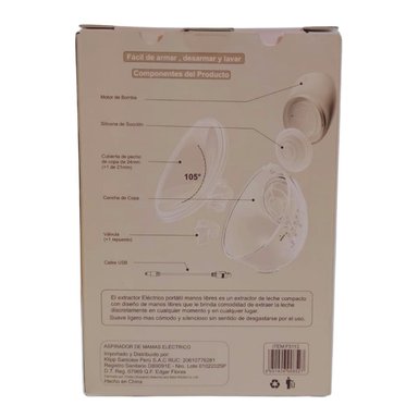 EXTRACTOR DE LECHE SILENCIOSO ELÉCTRICO PORTÁTIL MANOS LIBRES SANTOLEE - 160 ML - 4