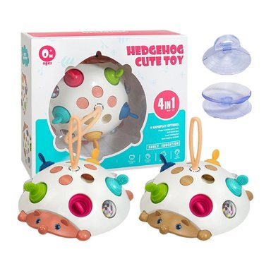 JUGUETE SENSORIAL MONTESSORI ERIZO 4 EN 1 PARA - MORDEDOR Y SONAJA BEBÉ - 2