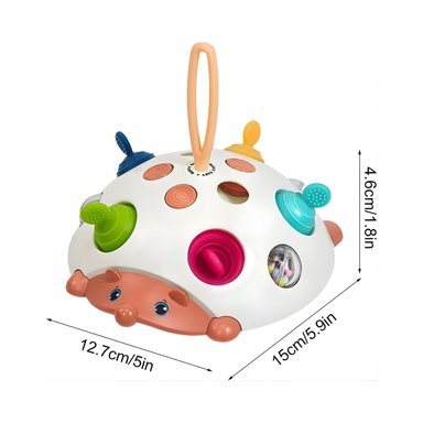 JUGUETE SENSORIAL MONTESSORI ERIZO 4 EN 1 PARA - MORDEDOR Y SONAJA BEBÉ - 4