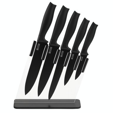 SET DE CUCHILLOS X5 CON MANGO SOFT TOUCH + ORGANIZADOR ACRÍLICO