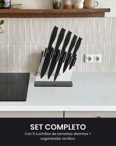 SET DE CUCHILLOS X5 CON MANGO SOFT TOUCH + ORGANIZADOR ACRÍLICO - 5