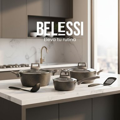 SET X8 OLLAS ALUMINIO FORJADO CON TAPA DE VIDRIO + UTENSILIOS - 8
