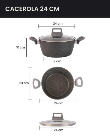 CACEROLA 24CM ALUMINIO FORJADO CON TAPA DE VIDRIO - 2