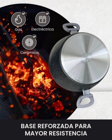 CACEROLA 24CM ALUMINIO FORJADO CON TAPA DE VIDRIO - 4