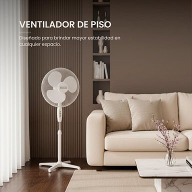 VENTILADOR PEDESTAL 16', 45W, 3 VELOCIDADES BLANCO - 4