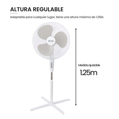 VENTILADOR PEDESTAL 16', 45W, 3 VELOCIDADES BLANCO - 5