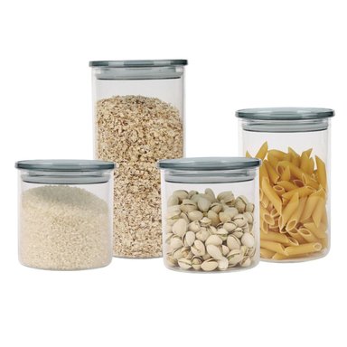 SET X4 CONTENEDORES DE VIDRIO CON TAPA