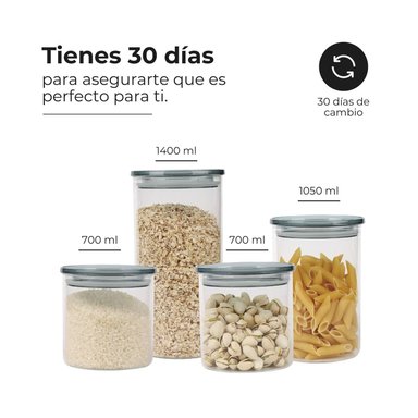 SET X4 CONTENEDORES DE VIDRIO CON TAPA - 6