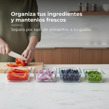 SET X4 TAPERS HERMÉTICOS DE VIDRIO CON TAPA - 3