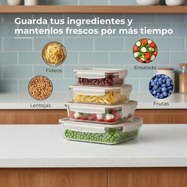 SET X4 TAPERS HERMÉTICOS DE VIDRIO CON TAPA - 5