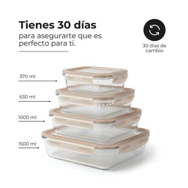SET X4 TAPERS HERMÉTICOS DE VIDRIO CON TAPA - 6