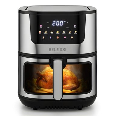 FREIDORA DE AIRE BELESSI CON PANTALLA DIGITAL, CAPACIDAD DE 8LT Y VENTANA DE VISUALIZACIÓN CON LUZ