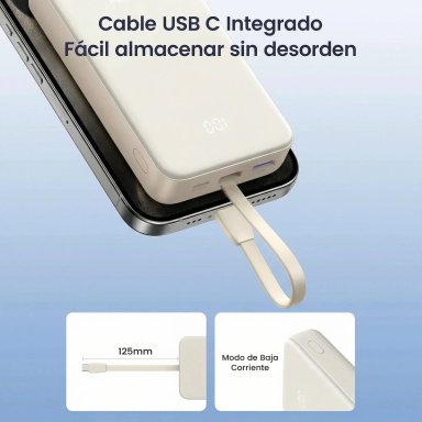 POWER BANK UGREEN 20,000 MAH 22.5W BEIGE CON CABLE USB-C - 4