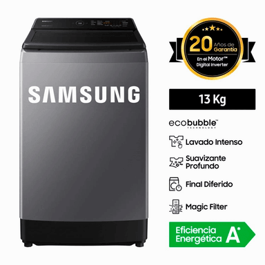 LAVADORA SAMSUNG 13 KG CARGA SUPERIOR ECOBUBBLE WA13CG5441BD GRIS