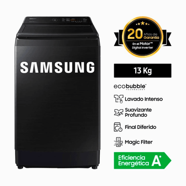 LAVADORA SAMSUNG 13 KG ECO INVERTER WA13CG5441BVPE NEGRO