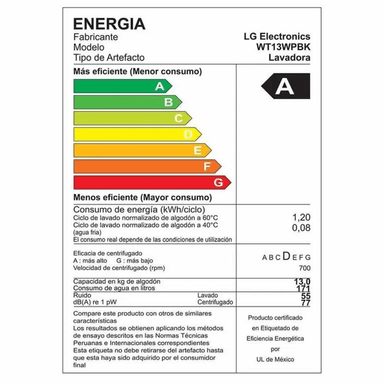 LAVADORA LG 13KG CARGA SUPERIOR WT13WPBPK BLANCO - 7
