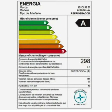 REFRIGERADORA BORD 207LT FROST RE207FS-M SILVER - 4