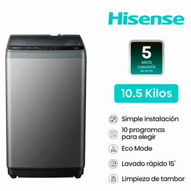 LAVADORA HISENSE CARGA SUPERIOR 10.5KG WT1D1030UT