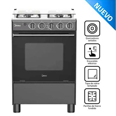 COCINA A GAS MIDEA 24' MGS24FS2LFABBC-PE 4 QUEMADORES – NEGRO - 1
