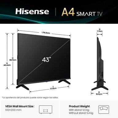 TELEVISOR HISENSE 43' SMART TV 43ANV LED  FULL HD 2025 - 4