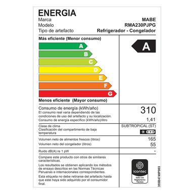 REFRIGERADORA NO FROST 220 LTS  GRAFITO MABE - RMA230PJPG - 7