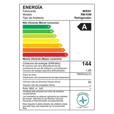 FRIGOBAR-REFRIGERADORA MIRAY RM-93M 93 L - 8