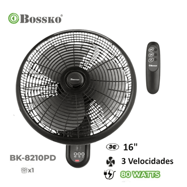 VENTILADOR DE PARED BOSSKO BK-8210PD 80 WATTS CONTROL REMOTO