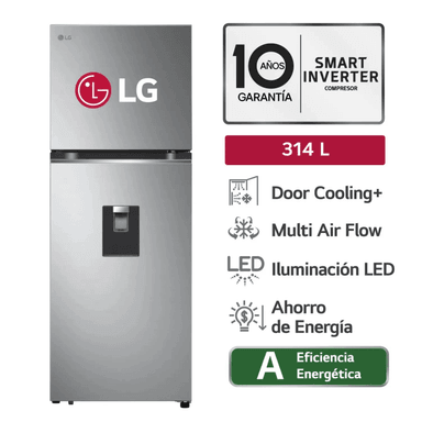 REFRIGERADORA LG 314L GT31WPP TOP FREEZER DOOR COOLING PLATEADO