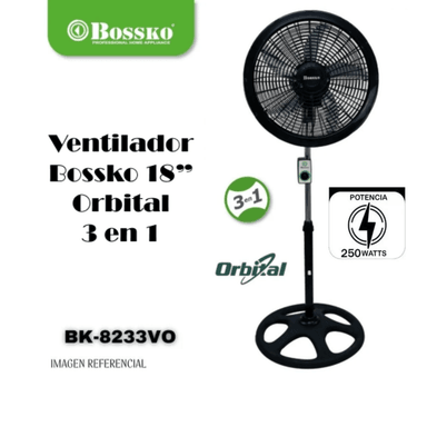 VENTILADOR BOSSKO BK-8233VO 250WATTS ORBITAL 18” 3 EN 1