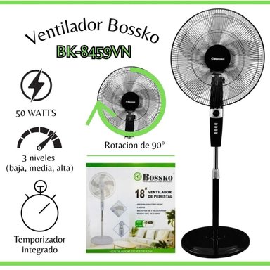 VENTILADOR BOSSKO 18″ CON TEMPORIZADOR BK-8459VN 50 W