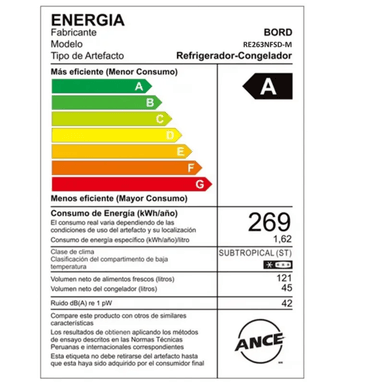 REFRIGERADORA BORD 263 LT NO FROST  INVERTER  REINV263NFSD-M SILVER - 5