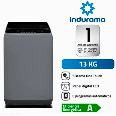 LAVADORA INDURAMA 13KG CARGA SUPERIOR LRI-13DGR ANTIENREDO