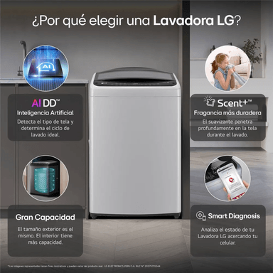 LAVADORA LG 19 KG SUPERIOR AI DD CARGA 6 MOTION CON GRIS WT19DV6T - 4